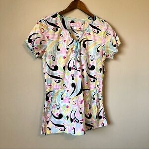 ✨$8 CLEAR-OUT✨ Koi Colourful V Neck Short Sleeve Nurse Medical Scrub Shirt White